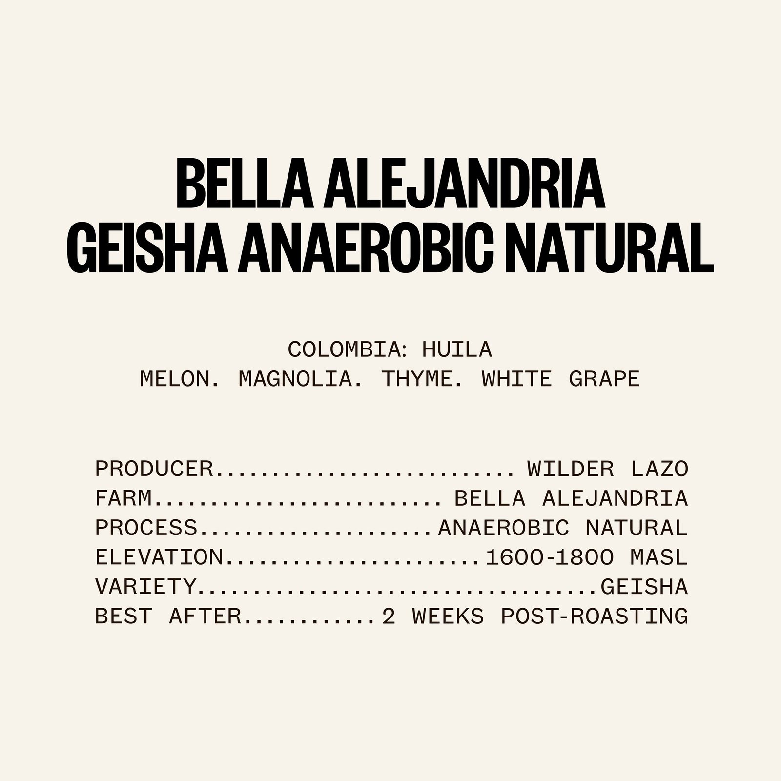 ETHICA SPECTRUM - Bella Alejandria Anaerobic Natural Geisha