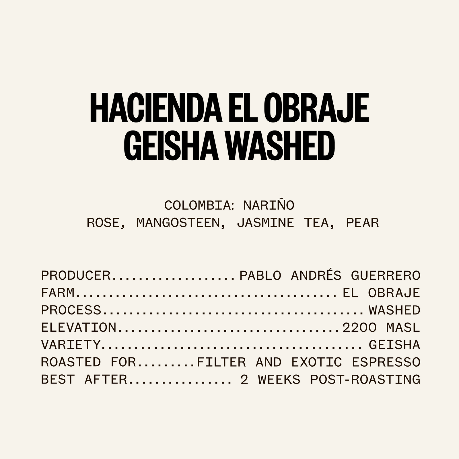 ETHICA SPECTRUM - Hacienda El Obraje Geisha Washed