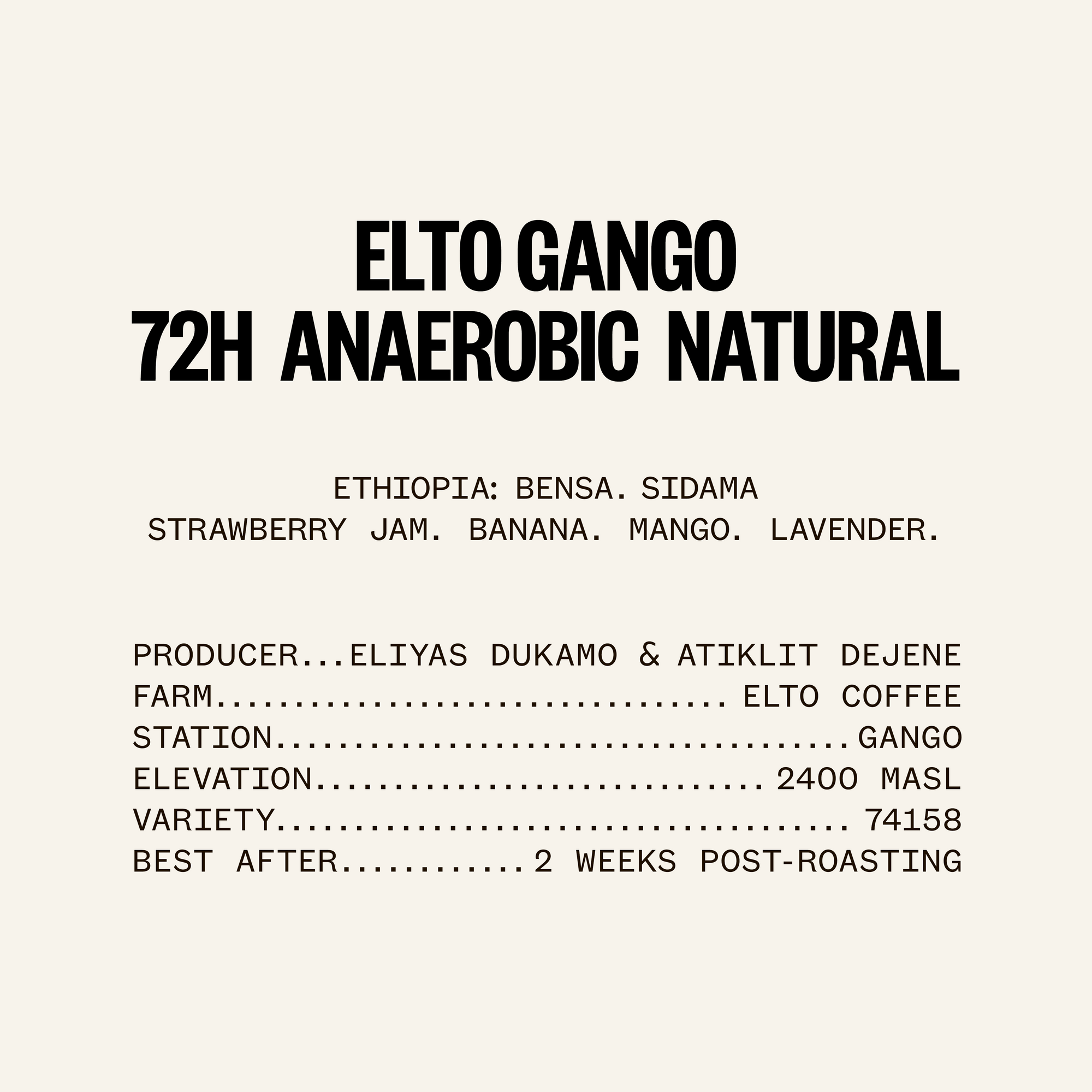 SPECTRUM COLLECTION - Elto Gango 72H Anaerobic Natural