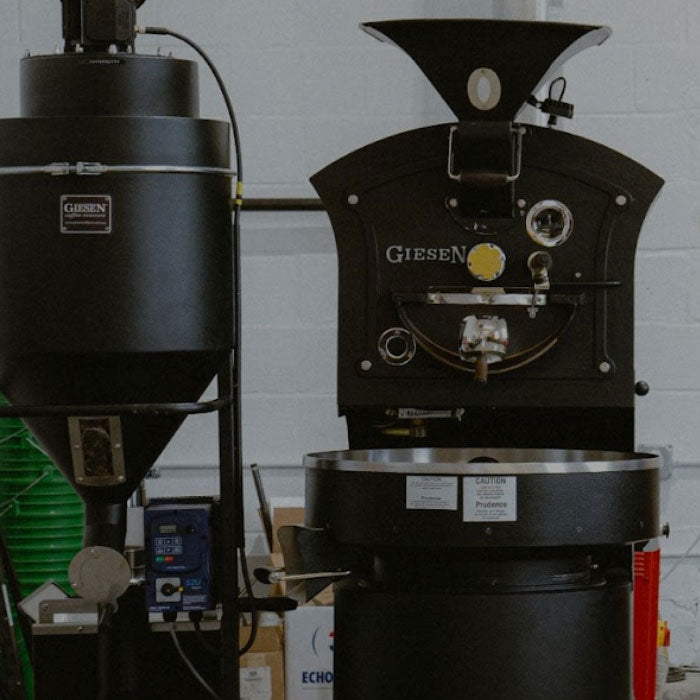 specialty coffee roaster beside a de-stoner